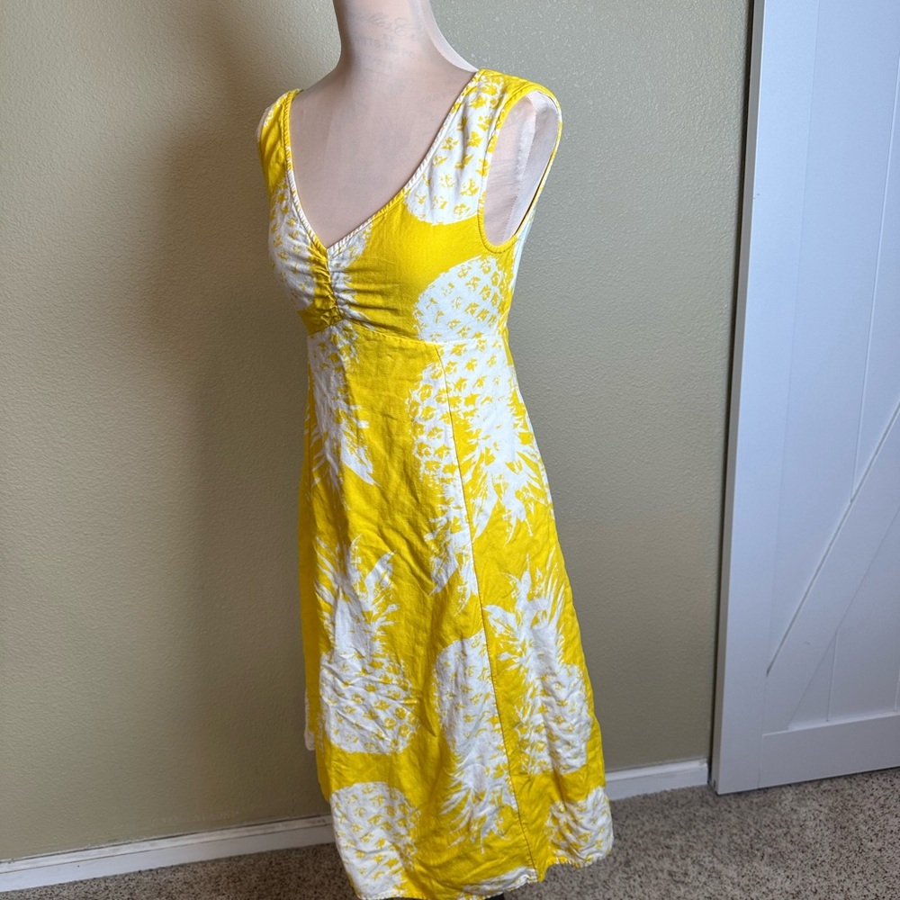 Anthropologie Yellow and White Midi Dress
